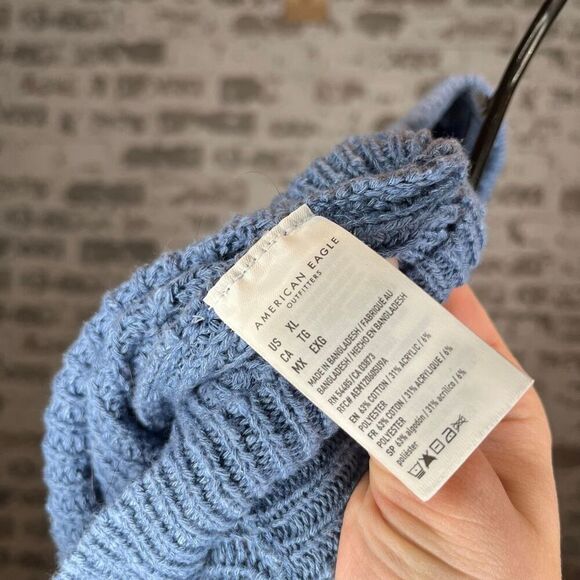 American Eagle | women blue knitted cardigan sweater - Picture 7 of 10
